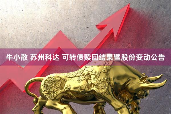 牛小散 苏州科达 可转债赎回结果暨股份变动公告